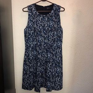 GAP Blue, Black and White Flower knee length dress